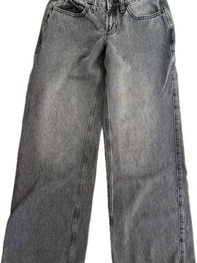 Hollister Gray-Wash Low-Rise Baggy Wide-Leg Jeans Size 0